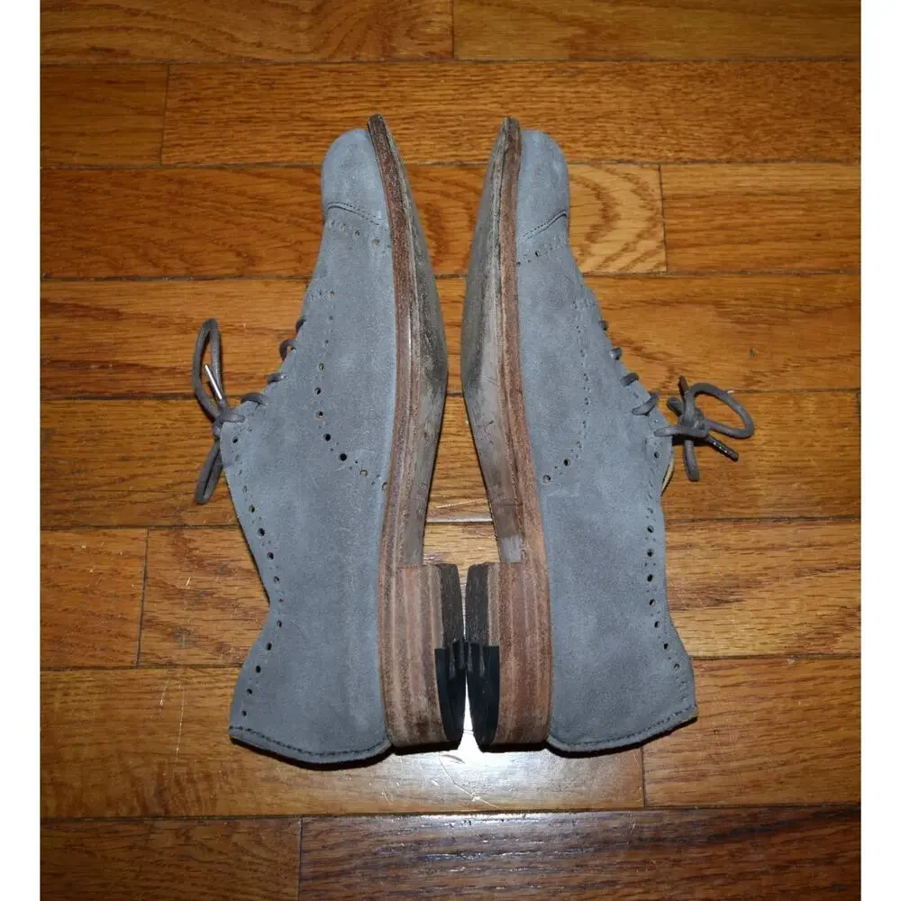 The Office of Angela Scott Women Oxford Shoes 36.5 Soft Gray Suede Leather Brogu